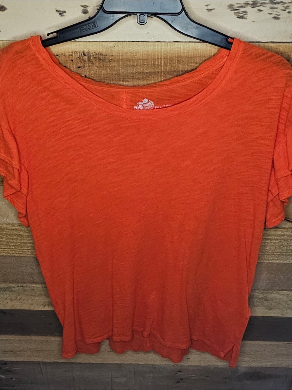 Pilcro Women's Short Sleeve Crewneck Tee in Bright Orange